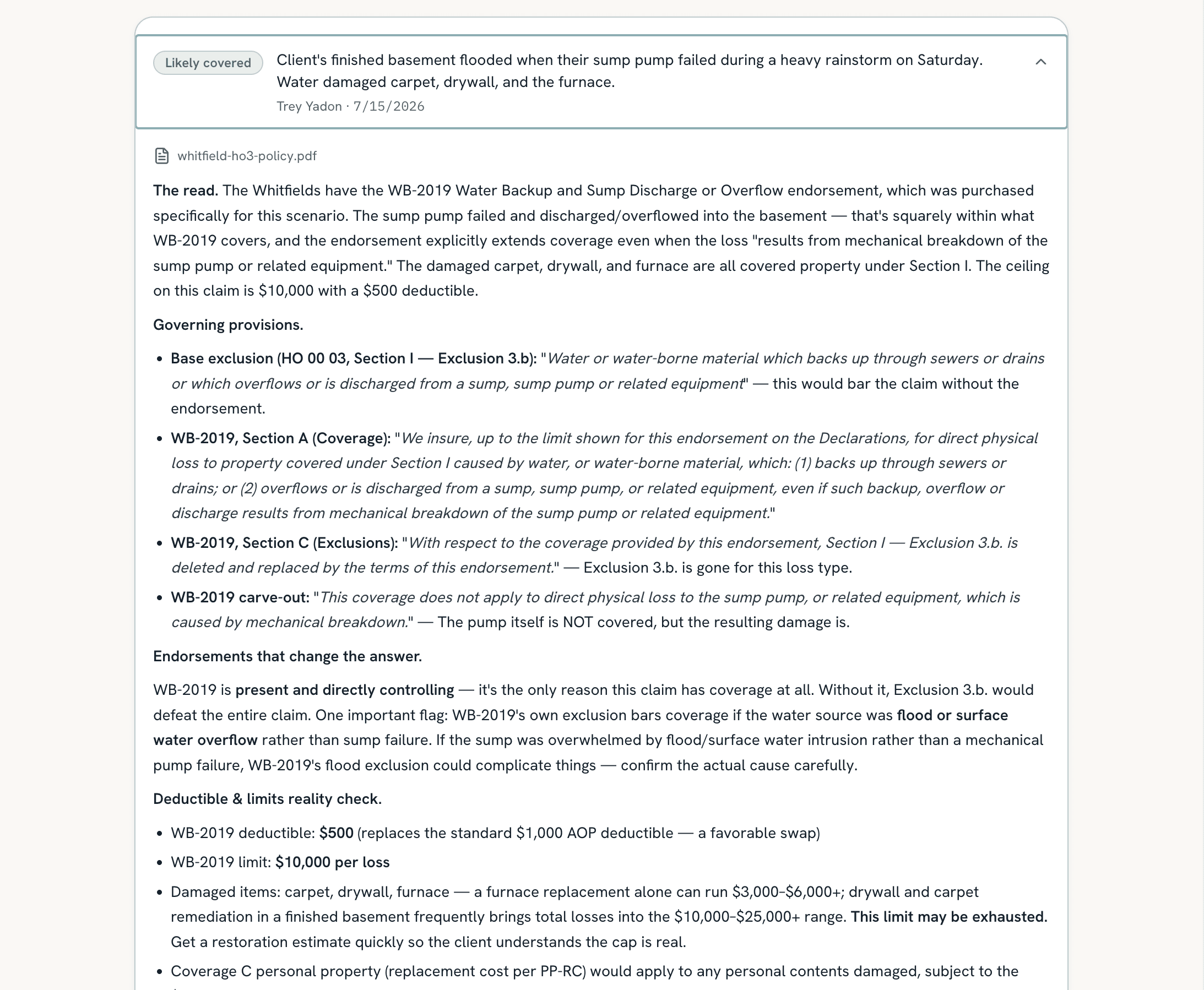 ProducerHQ Pre-Claim Check — product screenshot